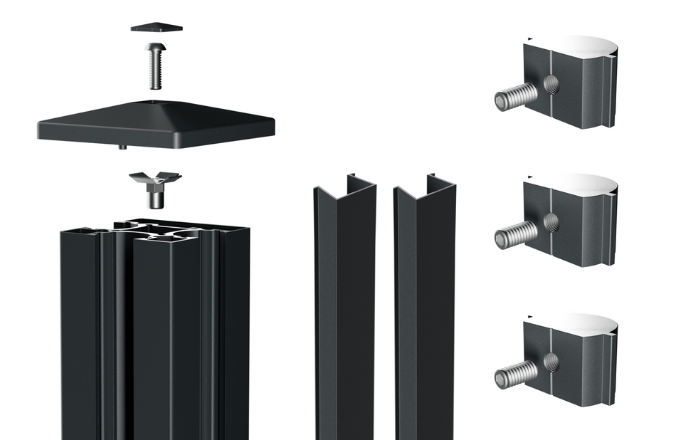 VIDUAL Alu-Anfangs-/Endpfosten 90x90 mm inkl. Zubehör